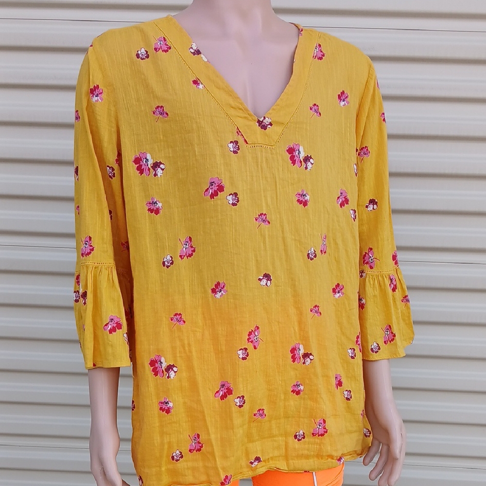 Old Navy Yellow Ruffled V-Neck Blouse
